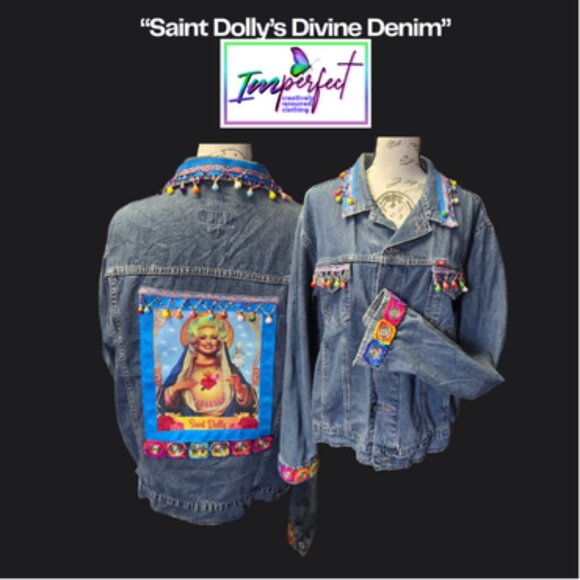 Upcycled Dolly Parton denim jacket - Picture 1 of 2